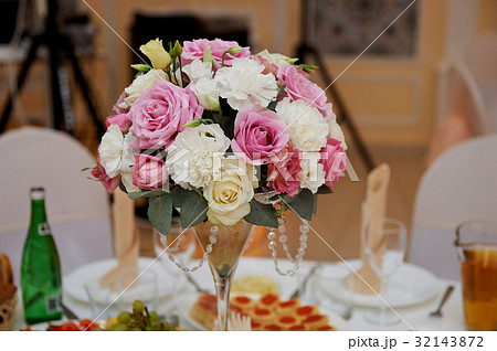 wedding arrangement in a tall glass in white and wedding arrangement in a tall glass in white and 32143872