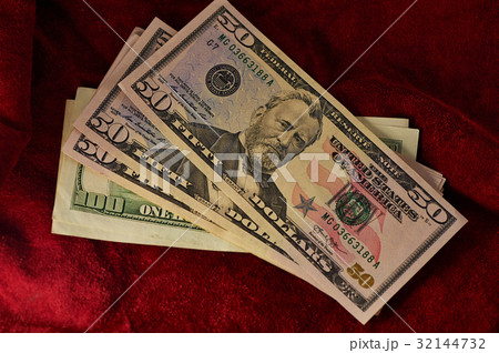 Dollars on red backfround 32144732