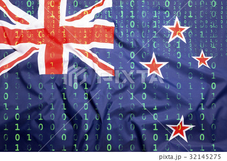 Binary code with New Zealand flag      32145275