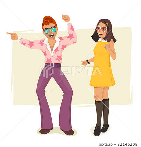 Dancing people in retro style. 32146208