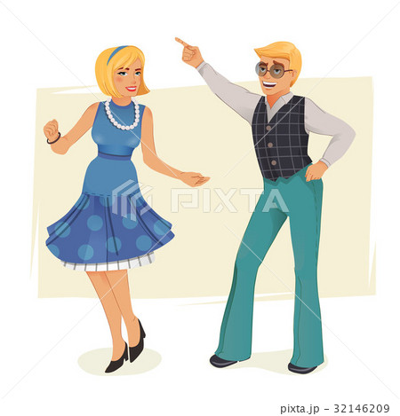Dancing people in retro style. 32146209