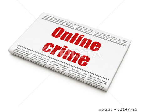 Security concept: newspaper headline Online Crime 32147725