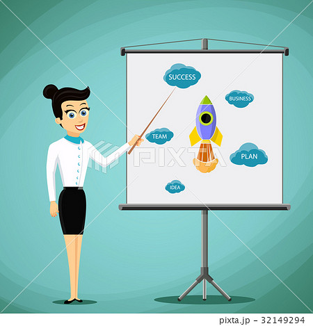 Woman showing a business presentation on the board Woman showing a business presentation on the board 32149294