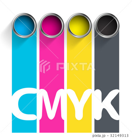 Bucket of paint CMYK. 32149313