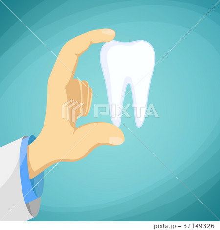 Doctor dentist holding a human tooth in his hand. Doctor dentist holding a human tooth in his hand. 32149326