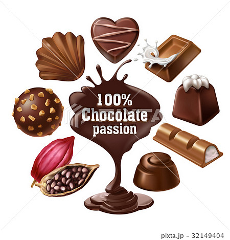 Set of vector icons of chocolate desserts and Set of vector icons of chocolate desserts and 32149404