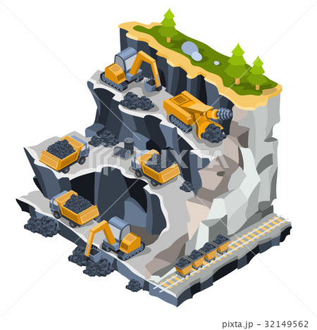 isometric illustration coal mining quarry 32149562