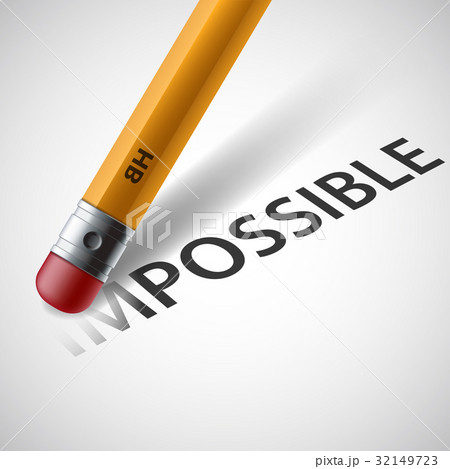 Pencil erases the word impossible. Stock vector. 32149723