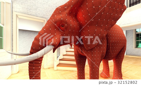 Elephant in the living room 3d rendering 32152802