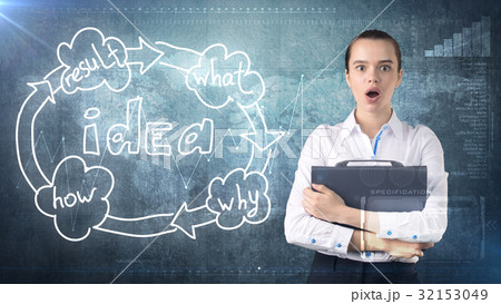 Creative ideas concept, businesswoman holding 32153049