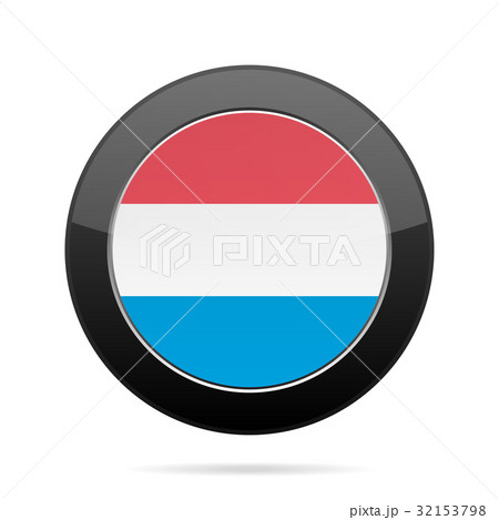 Flag of Luxembourg. Shiny black round button. 32153798