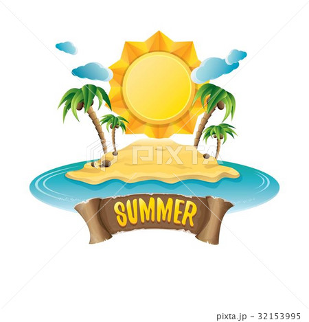vector summer label with island tropical beach 32153995