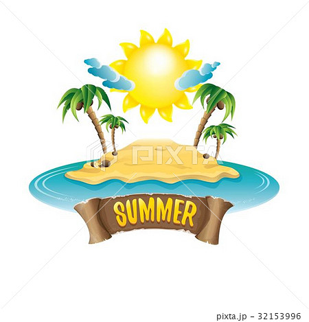 vector summer label with island tropical beach 32153996