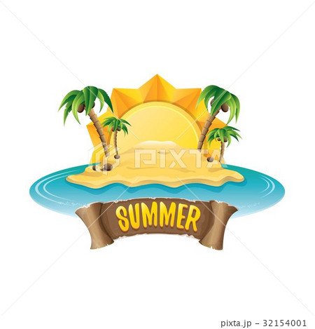 vector summer label with island tropical beach 32154001