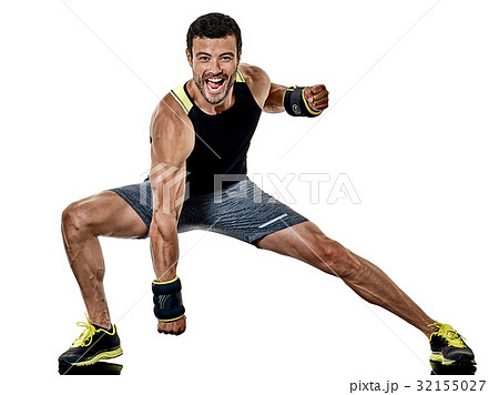 fitness man cardio boxing exercises isolated 32155027