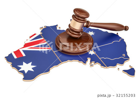 Wooden Gavel on map of Australia, 3D rendering Wooden Gavel on map of Australia, 3D rendering 32155203