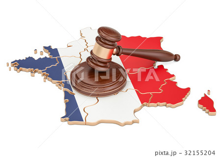 Wooden Gavel on map of France, 3D rendering Wooden Gavel on map of France, 3D rendering 32155204