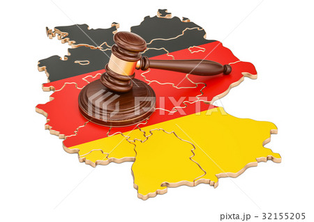 Wooden Gavel on map of Germany, 3D rendering Wooden Gavel on map of Germany, 3D rendering 32155205