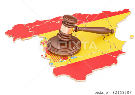 Wooden Gavel on map of Spain, 3D rendering Wooden Gavel on map of Spain, 3D rendering 32155207