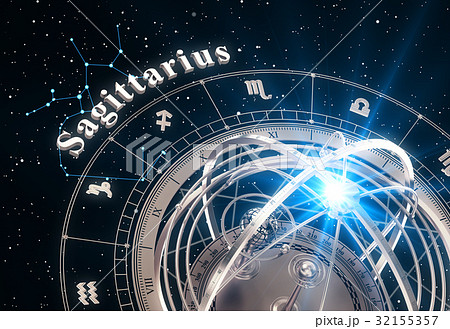 Zodiac Sign Sagittarius And Armillary Sphere On 32155357