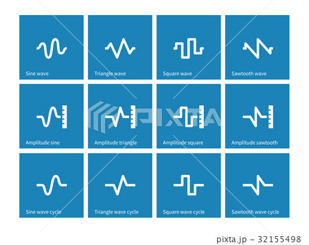 Music waves icons on blue background. 32155498