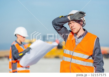 two engineers at airport runway 32157575