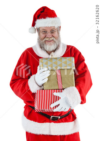 Portrait of santa claus holding a presents Portrait of santa claus holding a presents 32162620