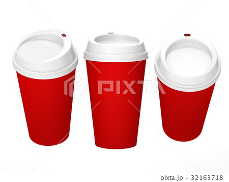 Red blank coffee cup with white cap Red blank coffee cup with white cap 32163718