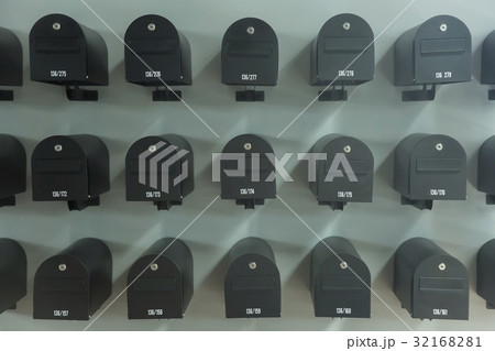 Close up of rows of mailboxes 32168281