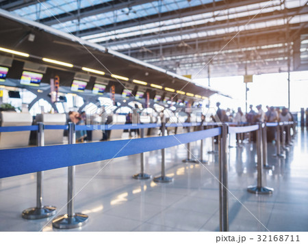 Waiting Lane Check in Counter people in Airport  32168711