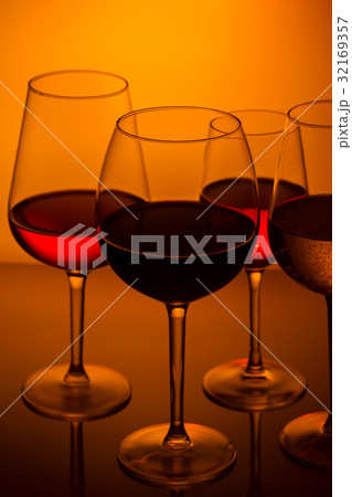 Wine glasses on blue 32169357