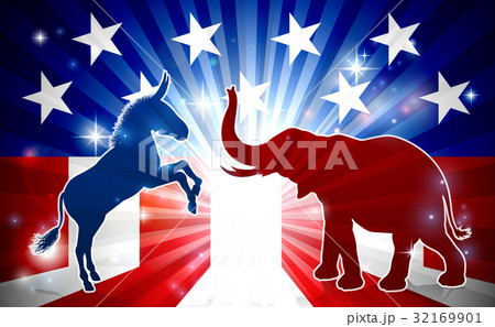 Elephant and Donkey Mascots Silhouettes Elephant and Donkey Mascots Silhouettes 32169901