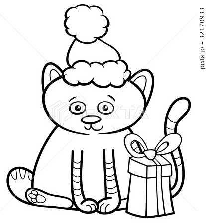 kitten on Christmas coloring book kitten on Christmas coloring book 32170933