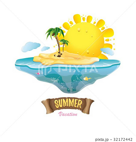 vector summer label with island tropical beach 32172442