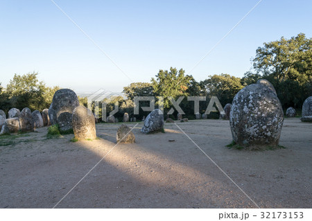 Menhirs in a cromlech close to Evora in Portugal 32173153