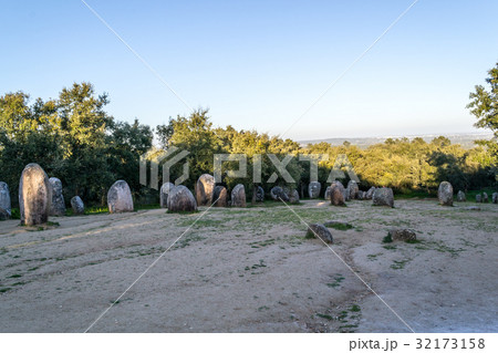 Menhirs in a cromlech close to Evora in Portugal 32173158