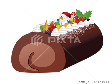 クリスマスチョコロールケーキ　生クリーム 32174914