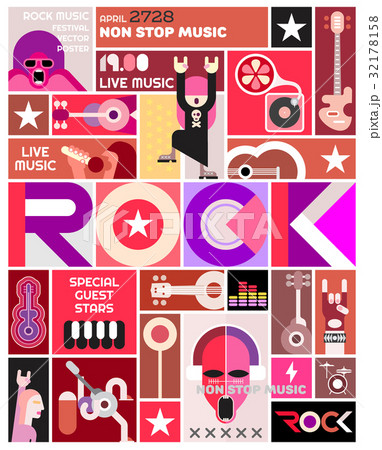 rock concert poster template designのイラスト素材 32178158 pixta