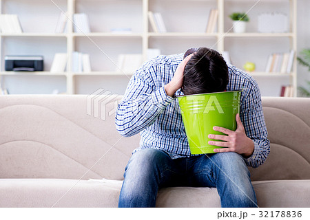 Man suffering from sick stomach and vomiting 32178836