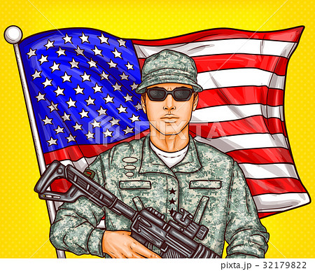 Vector pop art patriotic illustration a male 32179822
