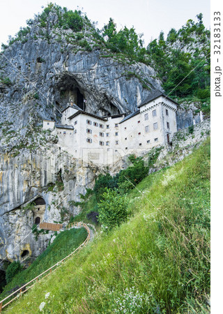 Castle of Predjama, built in a cave in Slovenia. 32183133