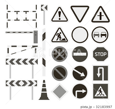 Road barriers and signs 32183997
