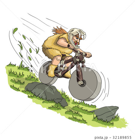 Downhill mountain biker from primal era 32189855