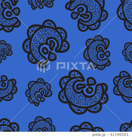 Seamless pattern. Black doodle elements on blue Seamless pattern. Black doodle elements on blue 32190501