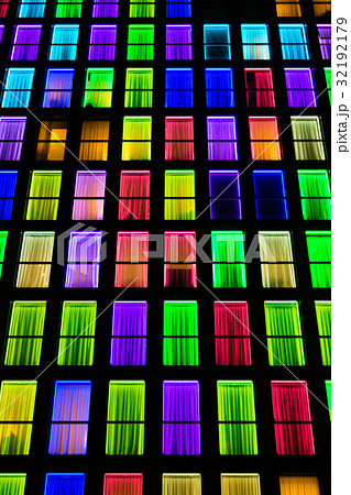 Colored windows texture. Neon light background 32192179