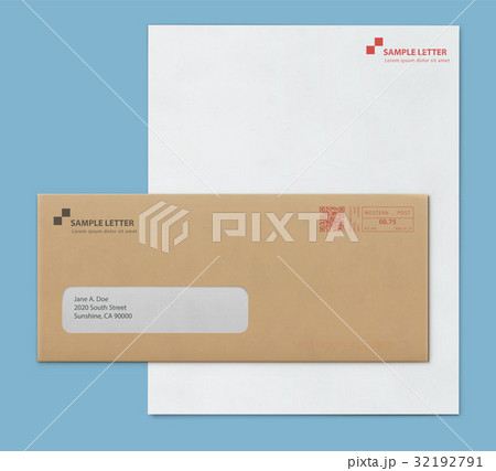 Mock-up post envelope and letter paper template 32192791