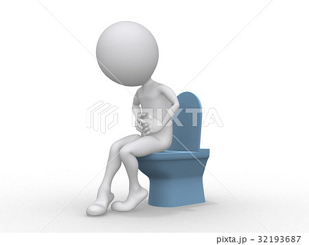 man with Intestinal problems sitting on the toilet 32193687