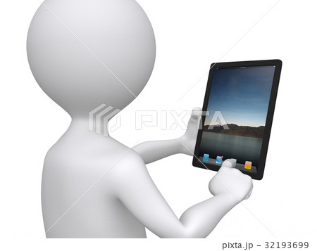 3d communication, man with his touch pad 3d communication, man with his touch pad 32193699