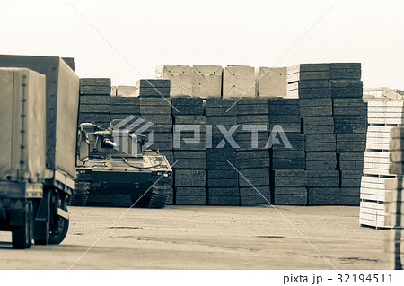 Military tank protects storage Military tank protects storage 32194511