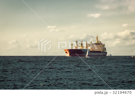 Red cargo ship 32194670